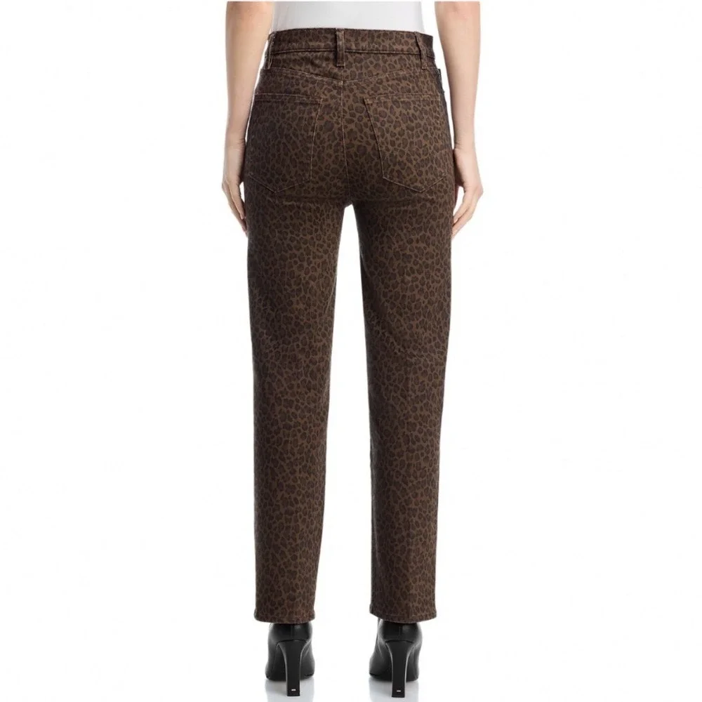 FRAME Le Sleek Straight High Rise Jeans‎ Leopard Animal Print LSLS238P Size 28